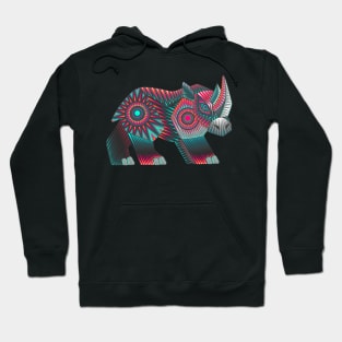 Mexican rhino hand drawn colorful illustration Hoodie